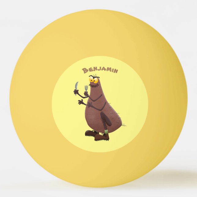 Funny hungry ugly flea cartoon ping pong ball (Front)