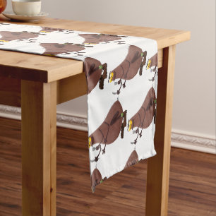 Funny hungry ugly flea cartoon short table runner
