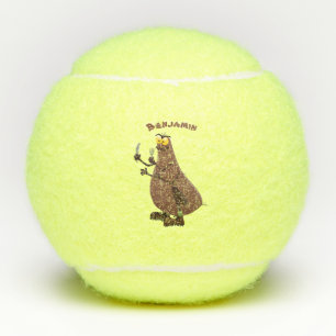 Funny hungry ugly flea cartoon tennis balls