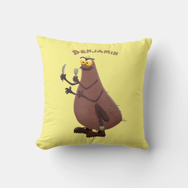 Funny hungry ugly flea cartoon throw pillow (Front)