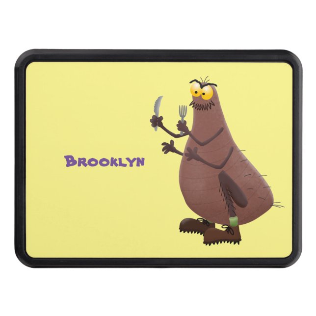 Funny hungry ugly flea cartoon trailer hitch cover (Front)