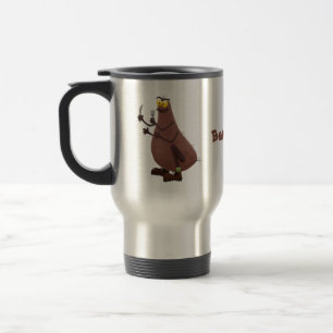 Funny hungry ugly flea cartoon travel mug
