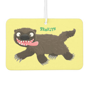Funny hungry wolverine animal cartoon  air freshener
