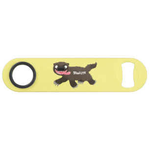 Funny hungry wolverine animal cartoon bar key