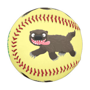 Funny hungry wolverine animal cartoon  baseball