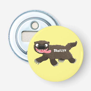 Funny hungry wolverine animal cartoon bottle opener