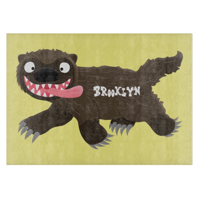 Funny hungry wolverine animal cartoon cutting board (Front)