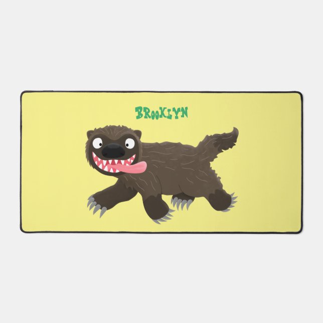 Funny hungry wolverine animal cartoon desk mat (Front)
