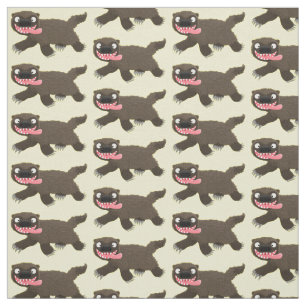 Funny hungry wolverine animal cartoon fabric