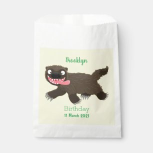 Funny hungry wolverine animal cartoon favour bag