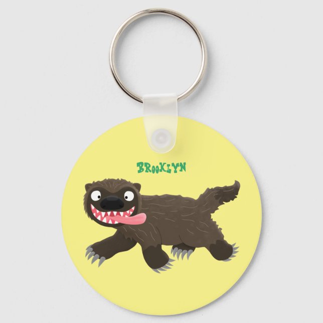 Funny hungry wolverine animal cartoon  keychain (Front)