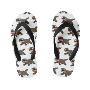 Funny hungry wolverine animal cartoon kid's flip flops