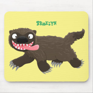 Funny hungry wolverine animal cartoon mouse pad