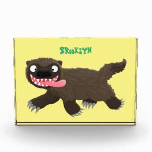 Funny hungry wolverine animal cartoon  photo block