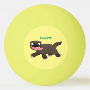 Funny hungry wolverine animal cartoon ping pong ball
