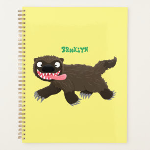 Funny hungry wolverine animal cartoon planner