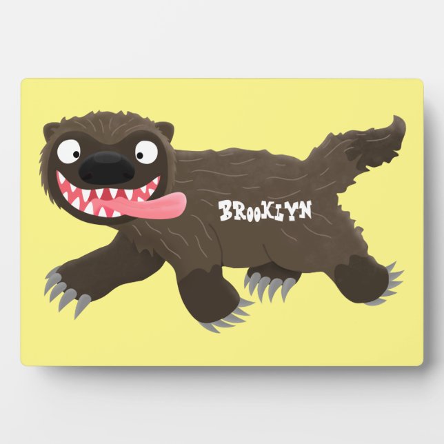 Funny hungry wolverine animal cartoon plaque (Front)