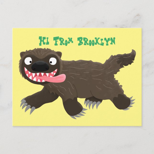 Funny hungry wolverine animal cartoon postcard (Front)