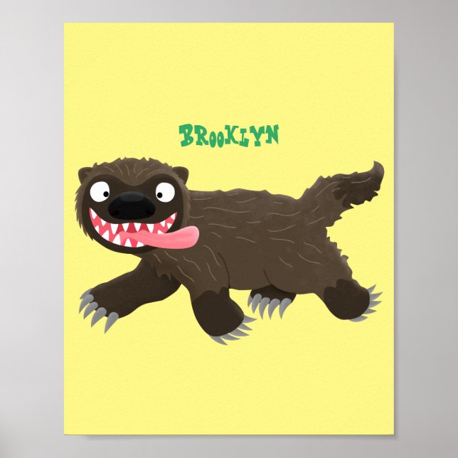 Funny hungry wolverine animal cartoon poster (Front)