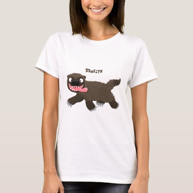 Funny hungry wolverine animal cartoon T-Shirt (Front)