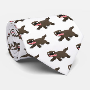 Funny hungry wolverine animal cartoon tie
