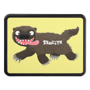 Funny hungry wolverine animal cartoon trailer hitch cover