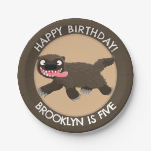 Funny hungry wolverine personalized birthday paper plate
