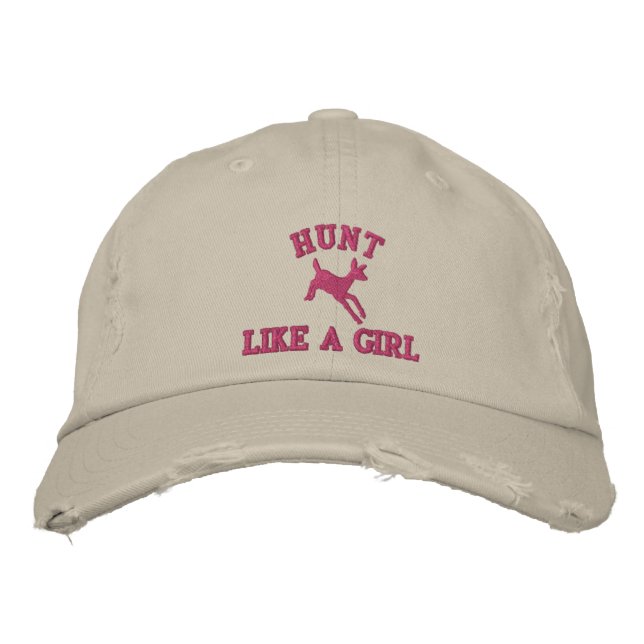 Funny hunt like a girl deer hunting embroidered hat (Front)