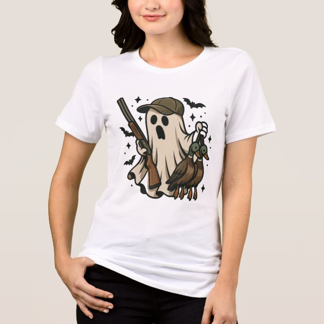 Funny Hunter Ghost Mallard Duck Tri-Blend Shirt (Front)