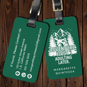 Funny Hunter Green Adventure Humor Vacation Travel Luggage Tag