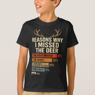 Funny Hunter Reasons Why I Missed The Deer Hunting T-Shirt
