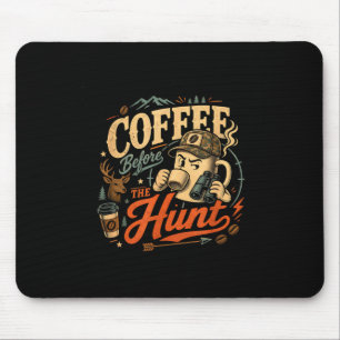 Funny hunting coffee men women retro 70s vintage mouse pad
