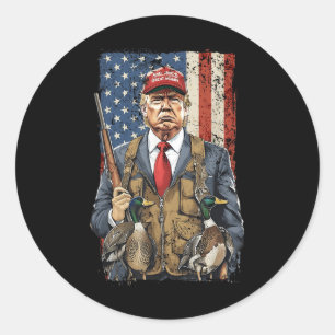 Funny Hunting Duck Trump Camo Hunting Hello Classic Round Sticker