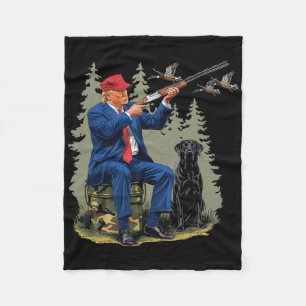 Funny Hunting Duck Trump Camo Hunting Hello Huntin Fleece Blanket
