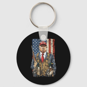 Funny Hunting Duck Trump Camo Hunting Hello Keychain