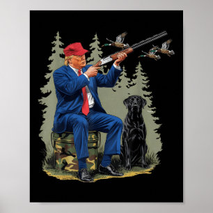 Funny Hunting Duck Trump Camo Hunting Hello Poster