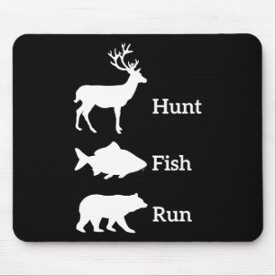 Funny Hunting Fishing Hunt Fish Run Bear Gift Mouse Pad