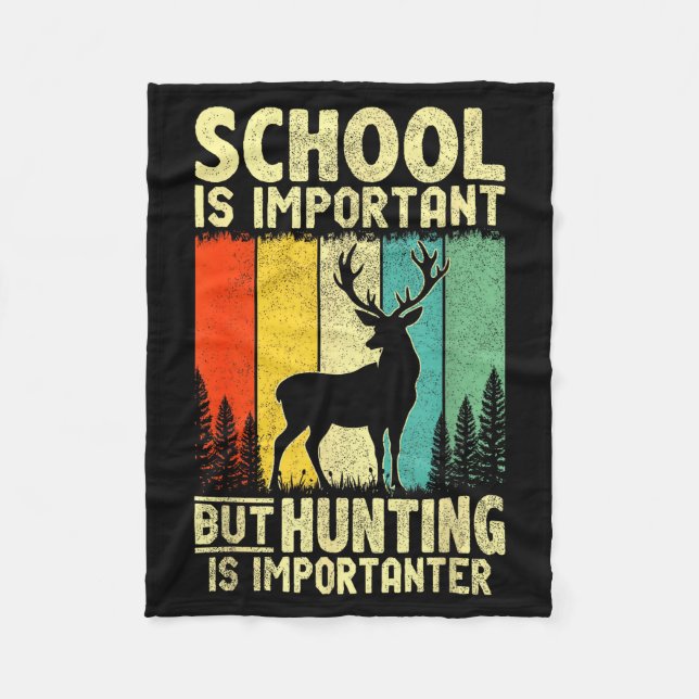 Funny Hunting Tee For Boys Men Deer Hunting Hunter Fleece Blanket (Front)