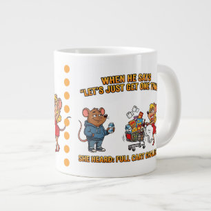 Funny Husband and Wife Shopping Meme Large Coffee Mug