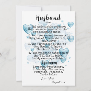 Funny Husband Definition Flat Holiday Card