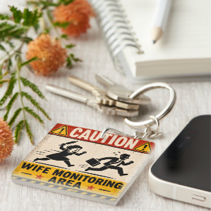 Funny Husband Gift - Marriage Humour Warning Sign Keychain