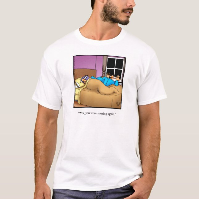 Funny "Husband Snoring" Humour Tee Shirt (Front)