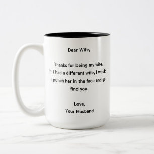 Funny Husband to Wife Two-Tone Coffee Mug