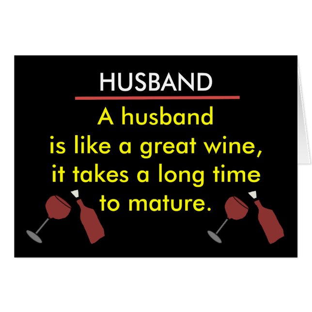 Funny Husband Wine Card (Front Horizontal)