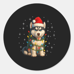 Funny Husky Dog Christmas Pj Pajama Men Women Pjs  Classic Round Sticker