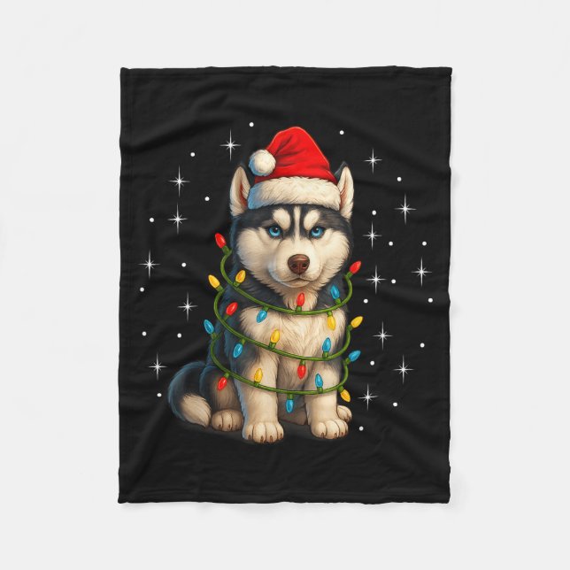 Funny Husky Dog Christmas Pj Pajama Men Women Pjs  Fleece Blanket (Front)