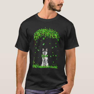 Funny Husky Dog Irish Green Shamrock C St Patrick T-Shirt