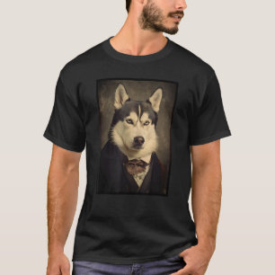 Funny Husky Dog Portrait Renaissance Funny Pet Mom T-Shirt