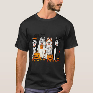 Funny Husky Ghost Dogs Halloween Dog Soky  T-Shirt