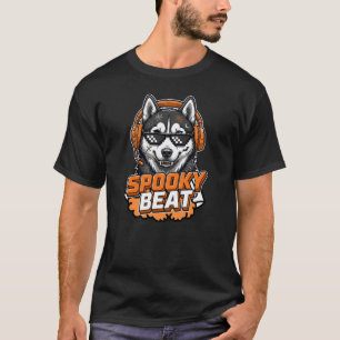 Funny Husky Halloween Spooky Beat DJ Dog T-Shirt